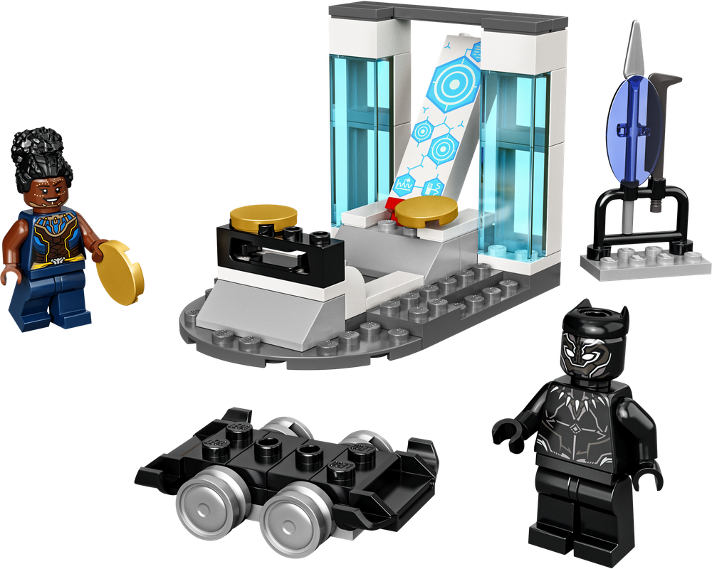 LEGO 76212 Marvel Shuris Labor, Black Panther Lernspielzeug zum Bauen mit Minifiguren, Spielzeug für Mädchen und Jungen ab 4 Jahren